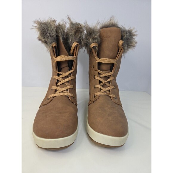 Northside Womens Snow Boot Size 6 Light Brown Gray Faux Fur Trim  Lace Up NWOT - Picture 1 of 10